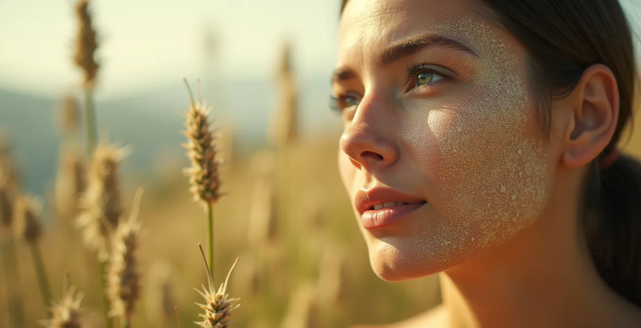 Métaphore visuelle d'une peau forte et résiliente face au stress et pollution
